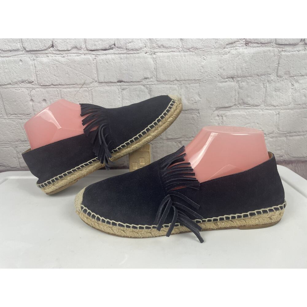 Chloe Womens Suede Fringe Trim Platform Espadrilles Black Size 8.5 US 39EU - Picture 2 of 12